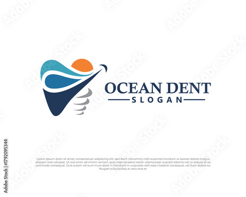 Ocean dental logo abstract ocean and sunset form dental logo design inspiration