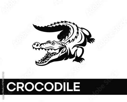 black crocodile silhouette logo design inspiration