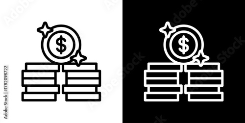 Moneyicon Set. Clean Line Design With Light And Dark Versions For Versatile Use.