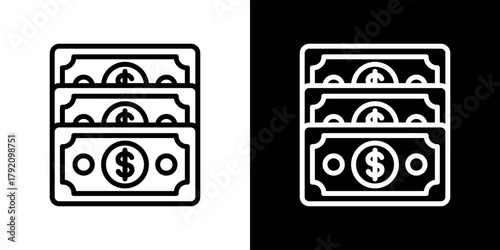 Dollar Billicon Set. Clean Line Design With Light And Dark Versions For Versatile Use.