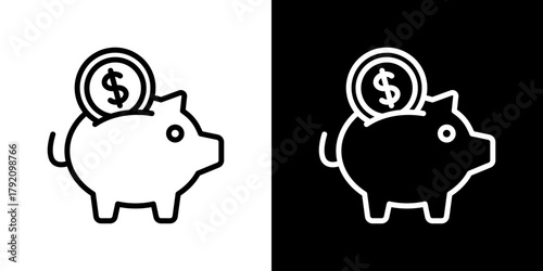 Savingsicon Set. Clean Line Design With Light And Dark Versions For Versatile Use.