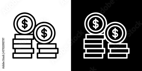 Coinsicon Set. Clean Line Design With Light And Dark Versions For Versatile Use.
