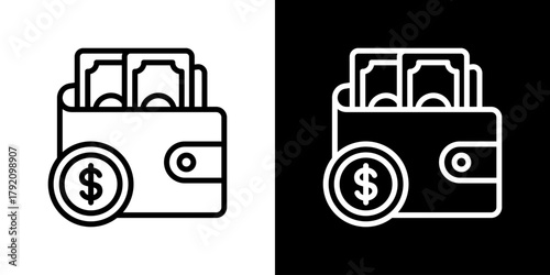 Walleticon Set. Clean Line Design With Light And Dark Versions For Versatile Use.