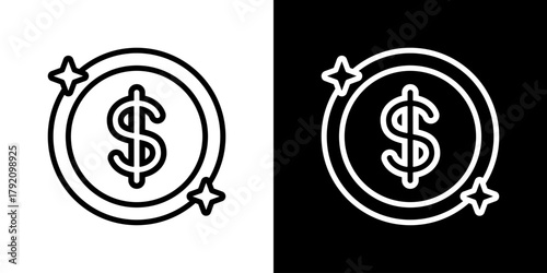 Dollaricon Set. Clean Line Design With Light And Dark Versions For Versatile Use.