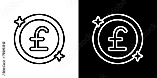 Poundicon Set. Clean Line Design With Light And Dark Versions For Versatile Use.