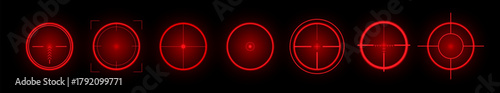 Intense red crosshairs floating in dark digital space