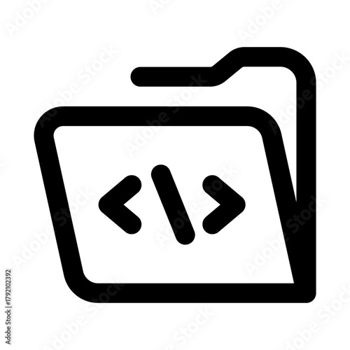 Coding File Professional Line Icon. Modern vector illustration representing programming, code files, software development, and digital workflow.