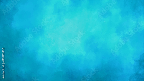Vibrant Blue & Aqua Abstract Watercolor Texture Background with Cloud-Like Washes, Central Glow. Deep Ocean, Tropical Water, or Dreamy Sky Aesthetic Backdrop.
