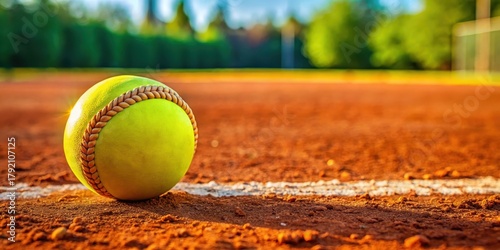 Softball on Pitcher's Mound in Vibrant Day-Glo Yellow