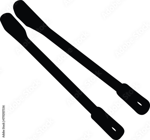 Pair of black silhouette craft sticks with loop handles on a white background