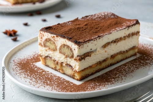 Closeup Tiramisu cake classic Italian dessert