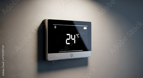 Room thermostat on wall