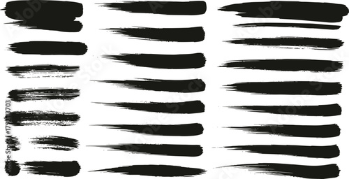 Hand drawn underline set. Black marker brush strokes, lines for emphasis. Scribble sketch, doodle highlight collection. Vector graphic design element for text. Isolated.