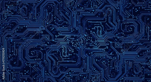 Intricate blue circuit board patterns, representing technology and data flow, abstract digital background.