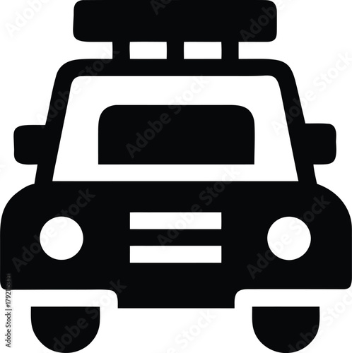 Police patrol car vehicle icon graphic front view emergency service symbol