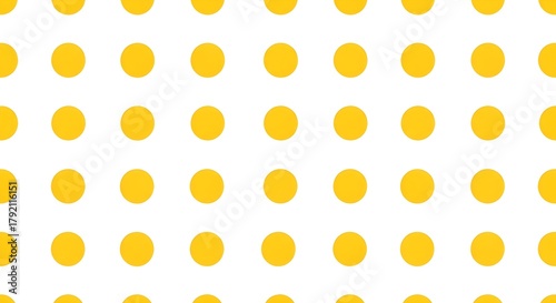 Seamless pattern of bright yellow polka dots on a clean white background.