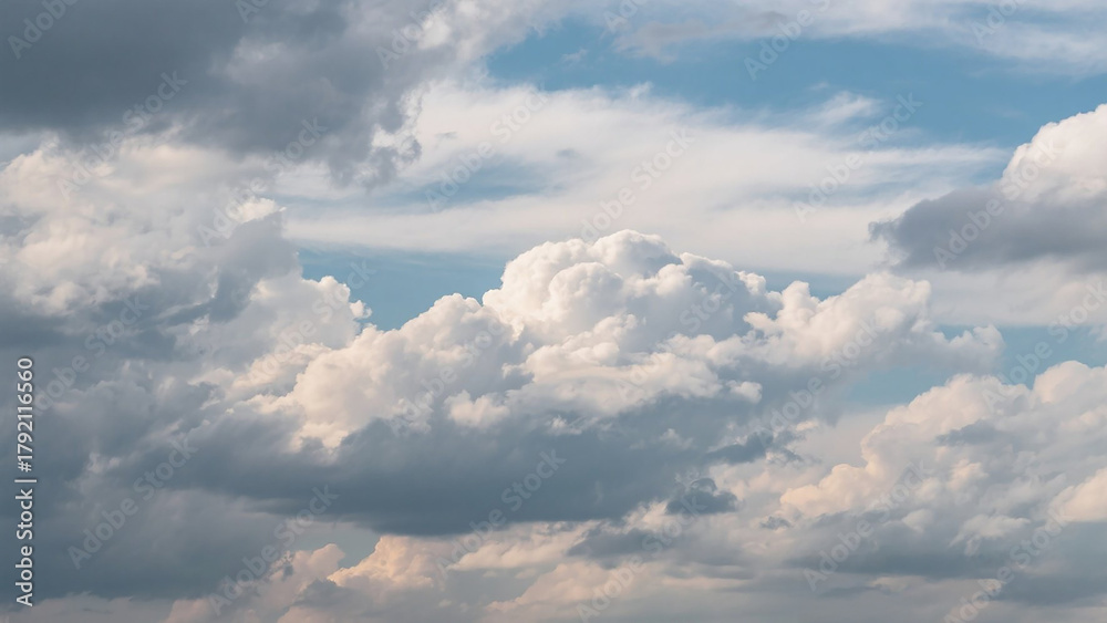 Fototapeta premium Layered Cloudscape with Bright Cumulus and Dark Stratus