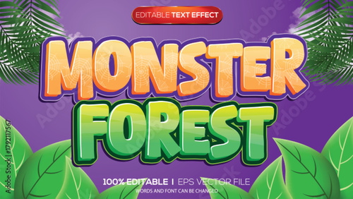 3d text effect monster forest theme