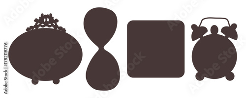 Set of various clocks and watches silhouette hand drawn style, vector illustration isolated on white background. Concepts of time management and deadline. Hourglass, smartwatch, dial watch.