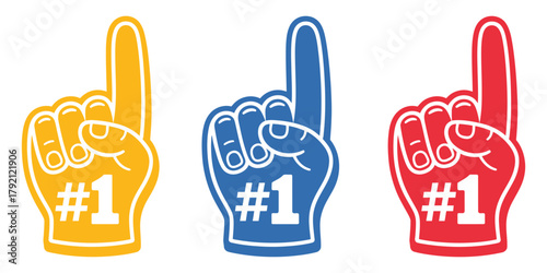 sports fan foam finger, iconic number one hand gesture, celebration symbol for championship events, team spirit, and game day enthusiasm graphics