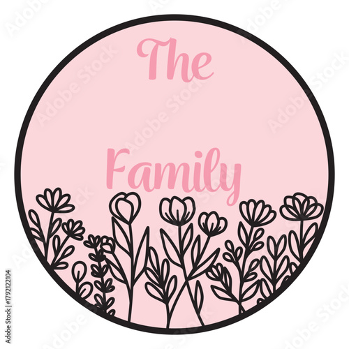 Personalized Family Name wildflower meadow round sign svg, flower field frame wreath, front door hanger, table or shelf sitter, laser ready cut files, glowforge cricut lightburn, spring decor