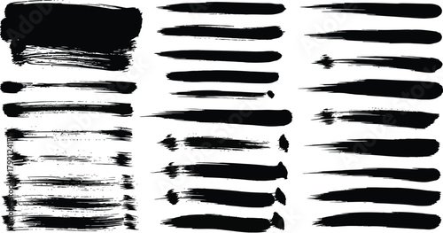 Hand drawn underline set. Black marker brush strokes, lines for emphasis. Scribble sketch, doodle highlight collection. Vector graphic design element for text. Isolated.