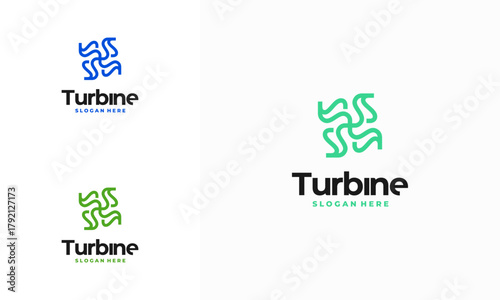 Modern Spinning Turbine logo designs concept, Wind Power energy Technology logo