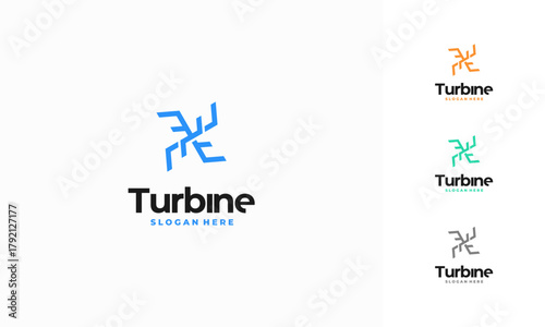 Modern Spinning Turbine logo designs concept, Wind Power energy Technology logo