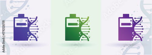   Battery and DNA Helix Logo Biotech Genetics Energy Power Medical Technology Laboratory Science
