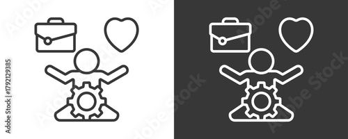Work Life Balance Icon Set Vector Collection Isolated In Black And White