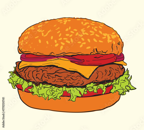 Vintage Burger Illustration