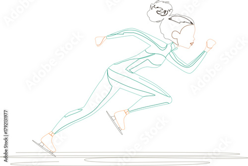Female speed skater sprint — winter Olympics sport, minimal line-art vector