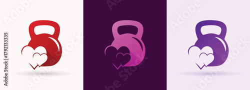   Kettlebell Heart Swoosh Logo Fitness Gym Workout Training Sport Charity Brand Icon
