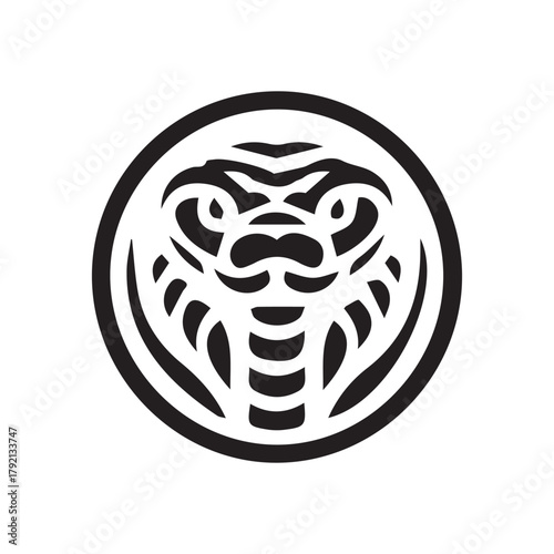Minimalist cobra logo with white background