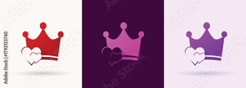   Crown Heart Swoosh Logo Premium Royal Award Winner Charity Brand Elegant Icon
