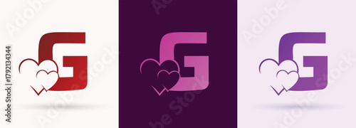   Letter G Heart Swoosh Monogram Logo Alphabet Initial Brand Charity Friendly Icon
