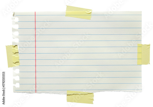 A piece of lined paper is taped to the top and sides