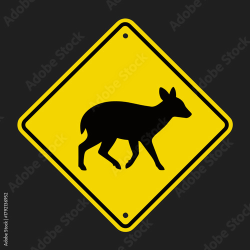 Wildlife warning sign. Road safety and animal protection concept.