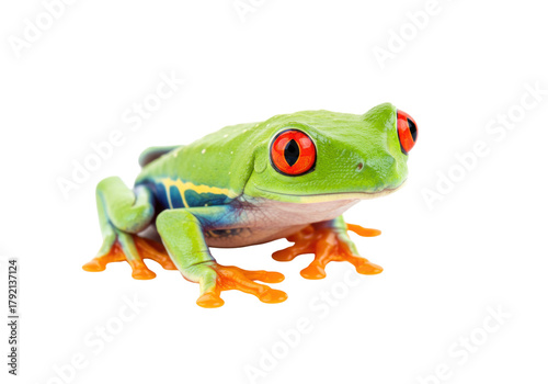 Photos Isolated Red-eyed Tree Frog, Colorful Tropical Amphibian Species with Bright Eye