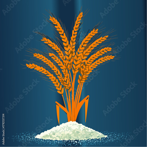 Golden wheat and rice grains for harvest season