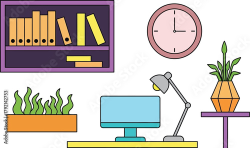 Organized modern home office setup with computer and plants