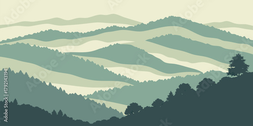 Rolling Green Hills and Valleys in Minimalist Style