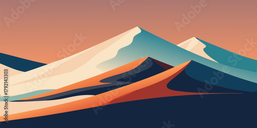 Stylized Desert Dunes Under a Warm Sky sand landscape