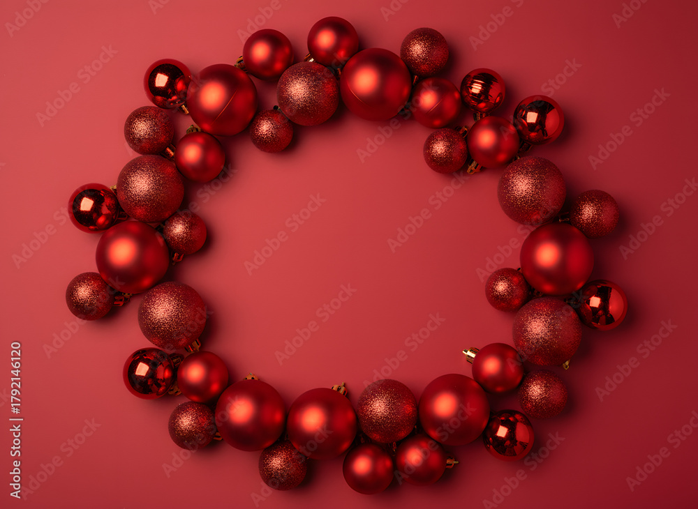 Obraz premium elegant red christmas banner with glossy and matte ornaments