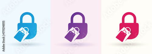   Shopping Bag Padlock Security Logo For Retail Ecommerce Branding Modern Minimal Clean Business Identity Design
