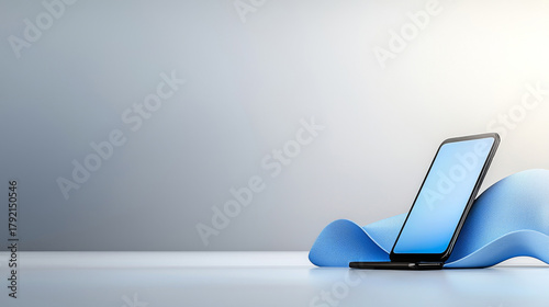 Vivid Ecommerce Background with Glowing Reflections and Modern Smartphone Display