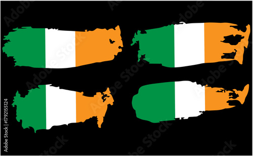 Collection of irish flag designs featuring traditional colors and modern graphic styles