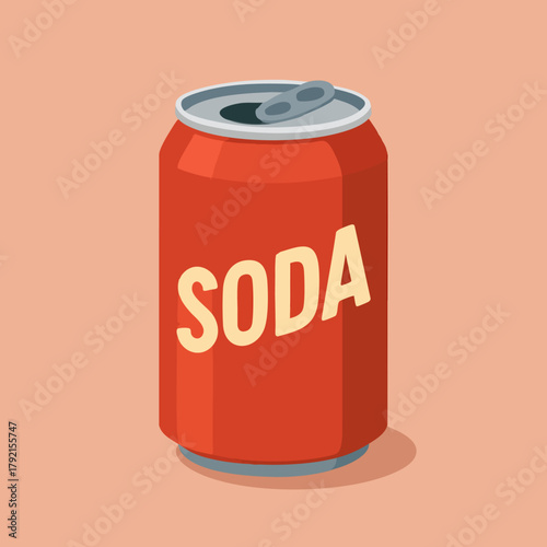 Bright Red Soda Can With Bold Lettering Displayed