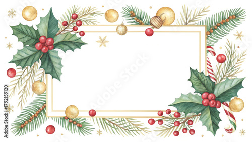 A winter watercolor frame with pinecones Vector background 
