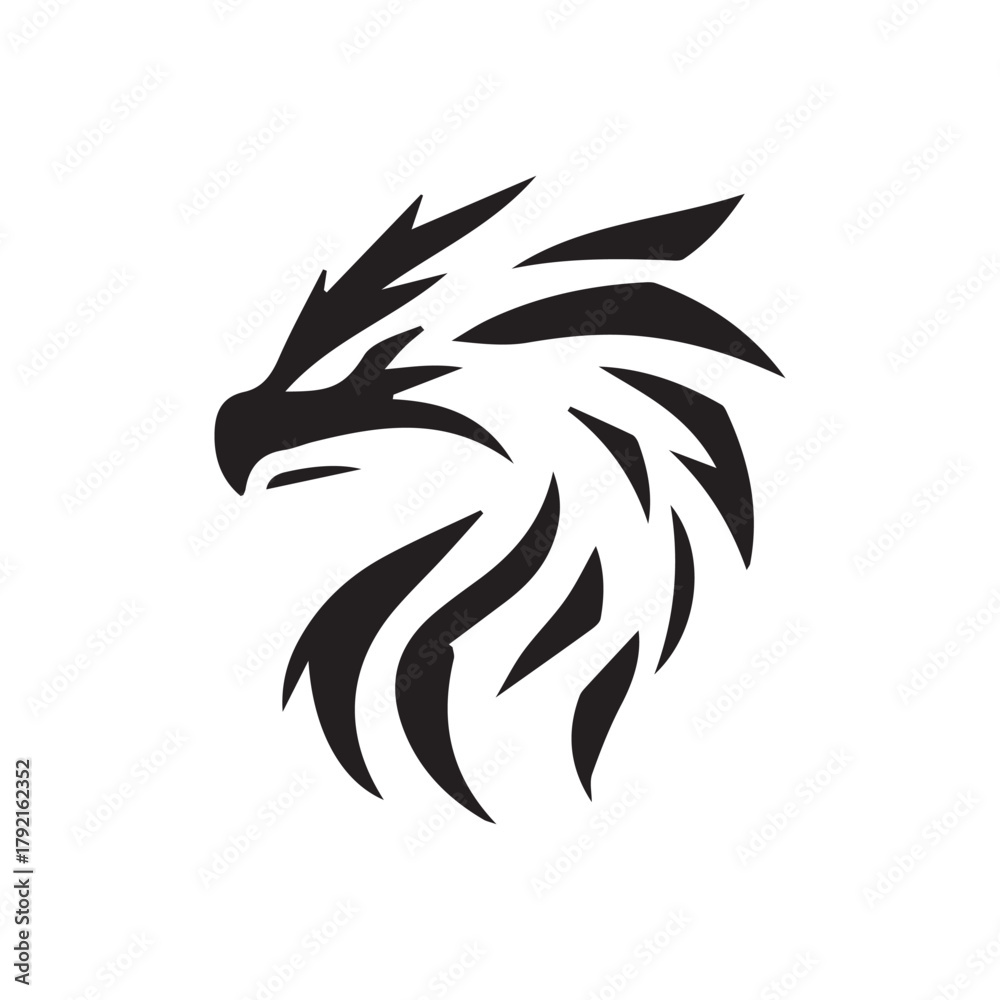 Obraz premium Minimalist dragon logo on white background